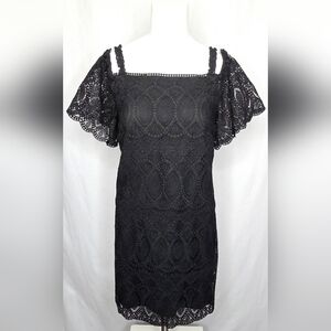 ​White House Black Market Black Intricate Lace‎ Wedding Guest Dress Size 10 NWOT